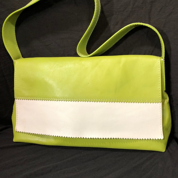 Hype Bags 329 Hype Lime Green White Leather Flap Handbag Poshmark